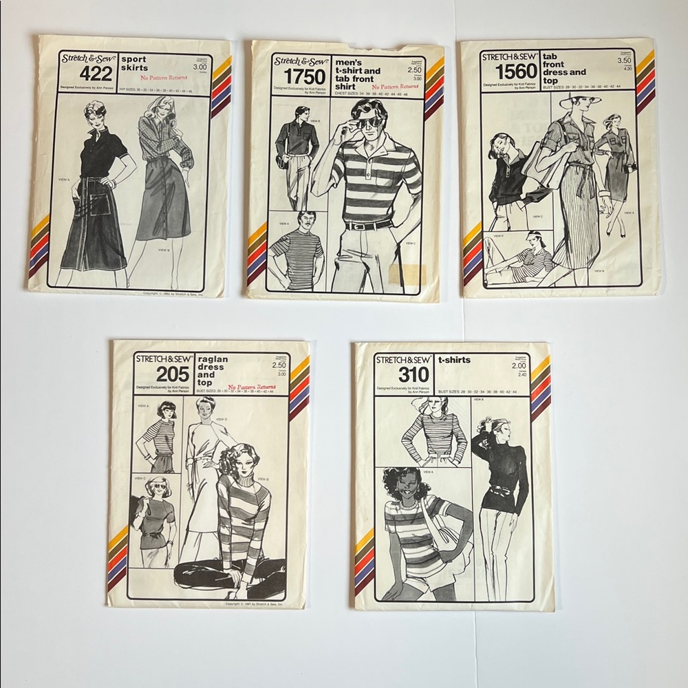 Vintage Stretch & Sew 5 patterns included in this listing,these are amazing #101